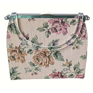 Vintage Mid Century Tapestry Kiss Purse Turns Into Evening Handbag 1950s Day Eve